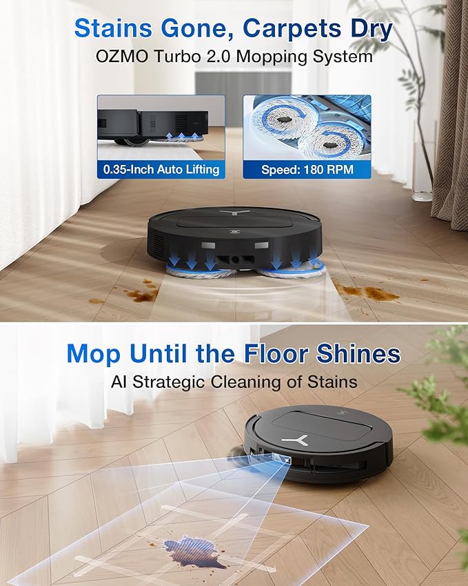 ECOVACS DEEBOT T50 PRO Omni Robot Vacuum & Mop, 3.19" Ultra-Slim, 15,000Pa Strong Suction, ZeroTangle 2.0, TruEdge Edge Cleaning, AIVI 3D Avoidance, Self-Empty, Auto Mop Wash & Dry - Image 7