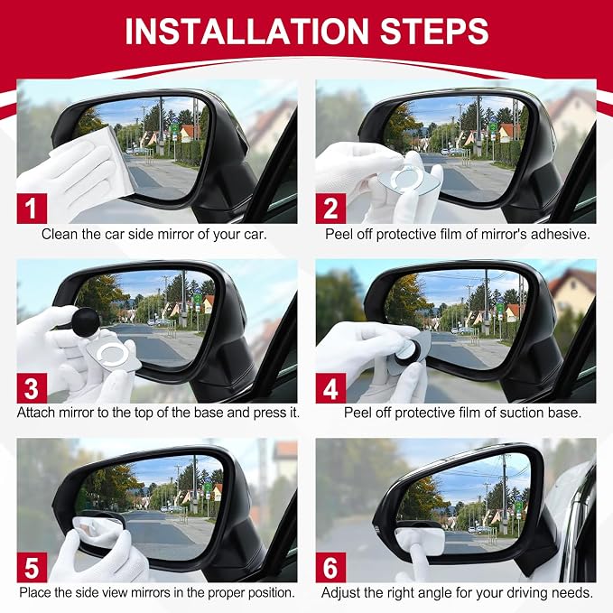 LivTee Blind Spot Car Mirror, HD Glass Frameless Convex Side Mirror Blindspot, Wide Angle Rear View Mirrors for SUVs, Trucks and RVs - Car Accessories - Image 4