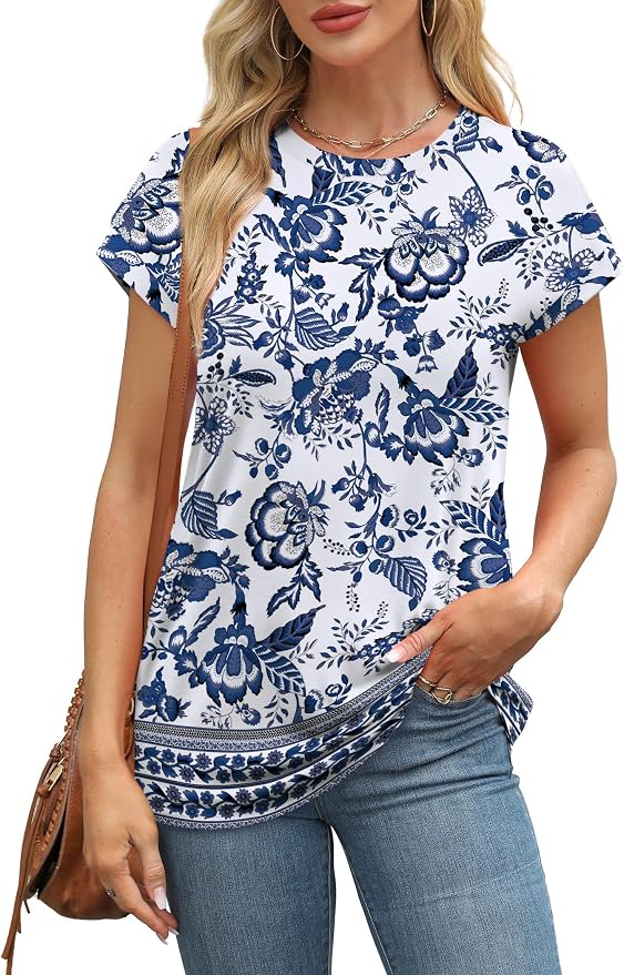 Alaroo Womens Summer Tops Short Sleeve Shirts Crew Neck Tshirt Cute Trendy Tunic Blouses (S-3XL) - Image 2
