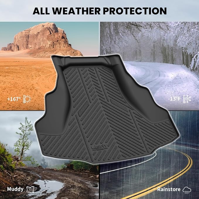 LASFIT Cargo Mat for Honda Accord 2008-2012, All Weather TPE Custom Fit Pet Friendly Easy Clean Trunk Mat Cargo Liner Accessories, Black - Image 8