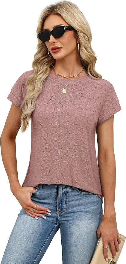 Alaroo Womens Summer Tops Short Sleeve Shirts Crew Neck Tshirt Cute Trendy Tunic Blouses (S-3XL) - Image 3