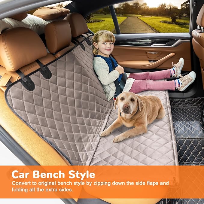 URPOWER Dog Car Seat Cover for Pets 100% Waterproof Seat Cover Hammock 600D Heavy Duty Scratch Proof Nonslip Durable Soft Back Seat Covers for Full Size Trucks - Image 3