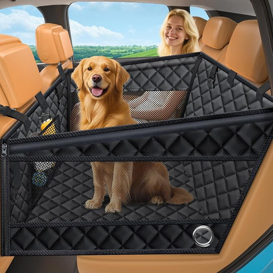URPOWER Hard Bottom Dog Car Seat for Pets Waterproof Seat Cover Hammock with 3-Sided Hard Boards 600D Heavy Duty Scratch Proof Nonslip Durable Back Seat Covers for Cars, Trucks and SUVs by URPOWER