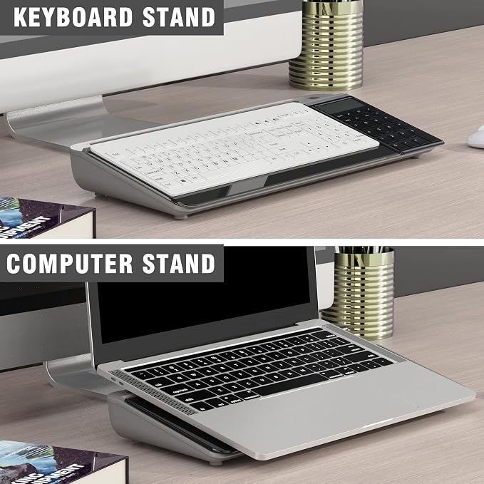 SELEAD Desktop Glass Whiteboard with Calculator, Dry Erase Board Computer Pad Keyboard Stand with Organizer Drawer for Home, School, Office Desk Accessories, Black - Image 6