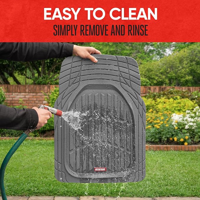 Motor Trend FlexTough Floor Mats for Cars, Gray Deep Dish All-Weather Mats, Waterproof Trim-To Fit Automotive Floor Mats for Trucks SUV, Universal Liner Car Accessories - Image 7