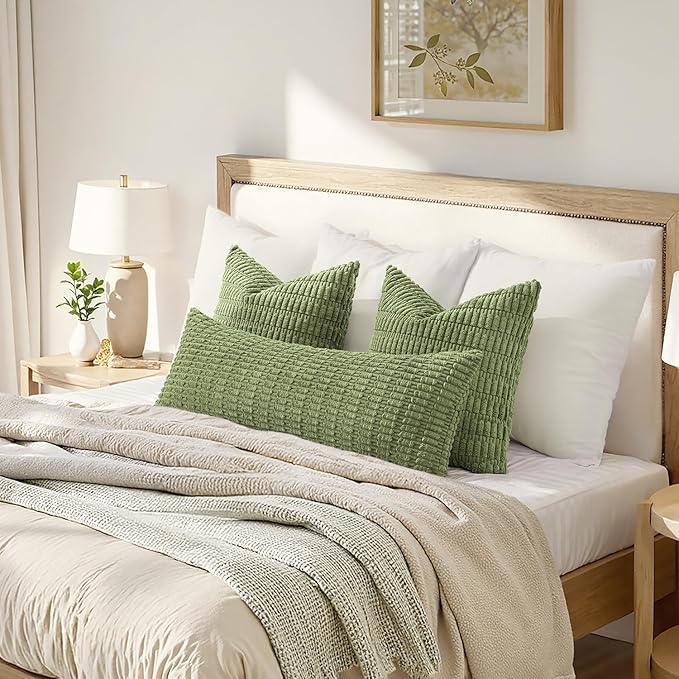 MIULEE Pack of 1 Spring Sage Green Long Body Lumbar Decorative Throw Pillow Cover 14x36 Inch for Bed Couch Sofa Living Room Soft Boho Pillow Cover Modern Farmhouse Home Decor - Image 2