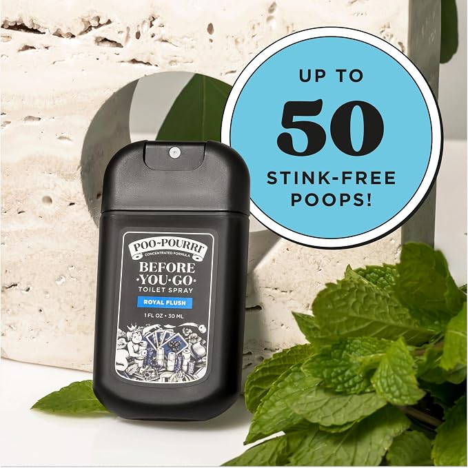 Poo-Pourri Before-You-Go Pocket Toilet Spray, Travel Essentials, Royal Flush, 1 Fl Oz, Up to 50 Uses, On-The-Go Bathroom Odor Deodorizer with Essential Oils, TSA Approved Size, Eucalyptus & Spearmint - Image 8