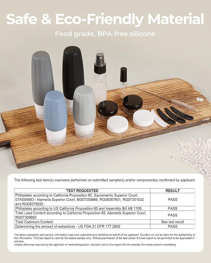 BAGSMART 18 Pack TSA Approved Travel Bottles for Toiletries, Leak Proof Silicone Travel Size Containers Bottles for Shampoo, Earth Tone - Image 3