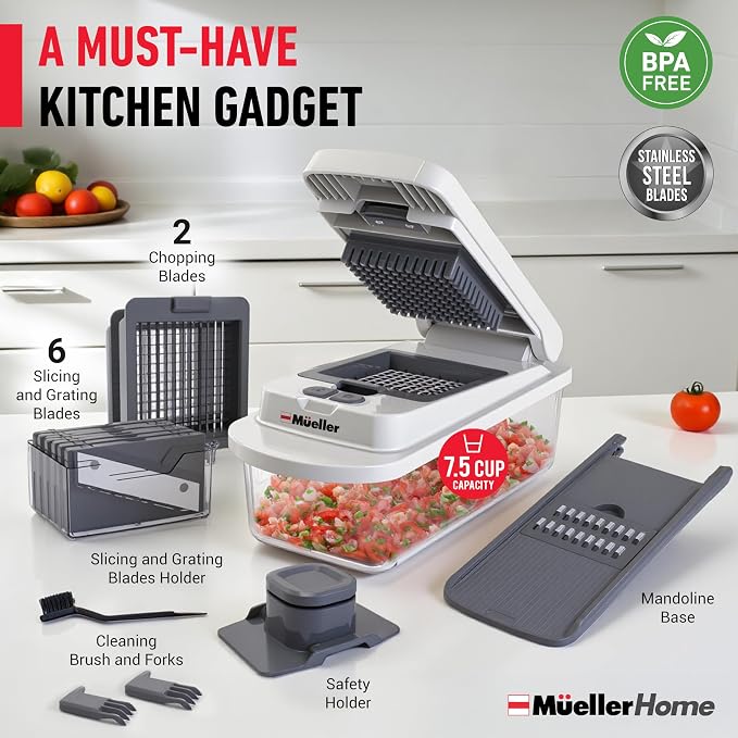 Mueller The Real Original Pro Vegetable Chopper & Mandoline Slicer, 10-in-1 | since 2013, 8 Blade Food Veggie Chopper, Onion Vegetable Cutter with Container, Kitchen Gadgets & Essentials - Image 7