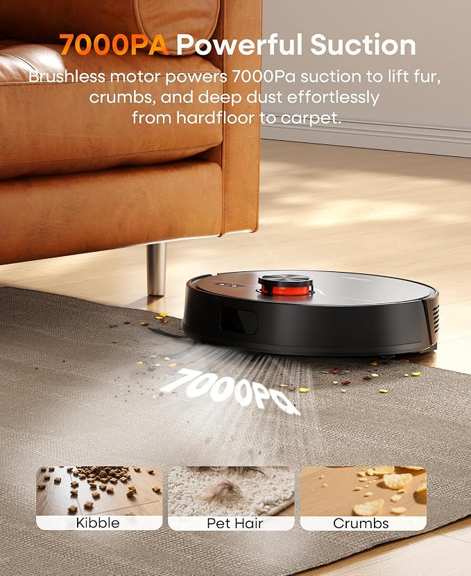 Robot Vacuum and Mop 7000Pa LiDAR Self-Empty Station | Robot Vacuum Ultra quiet cleaning, Alexa voice control, customizable no-go zones for multi-floor households carpets pet hair - Image 2