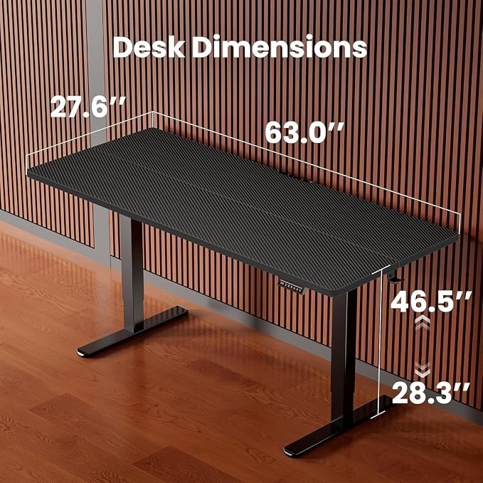 ErGear Height Adjustable Electric Standing Desk, 63 x 28 Inches Sit Stand up Desk, Memory Computer Home Office Desk, Carbon Fiber Black - Image 3