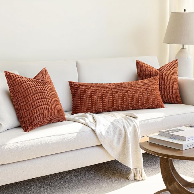 MIULEE Fall Pack of 1 Fall Dark Rust Long Body Lumbar Decorative Throw Pillow Cover 14x36 Inch for Bed Couch Sofa Living Room Soft Boho Pillow Cover Modern Farmhouse Home Decor - Image 4