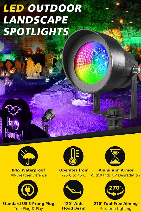 T-SUN Smart Color Changing Landscape Lights, RGBW Spotlights Outdoor with App & Remote, Music Sync, 16M Colors, Timer, Dimmable Waterproof Spot Light for Yard Garden Tree, Set of 2 - Image 3