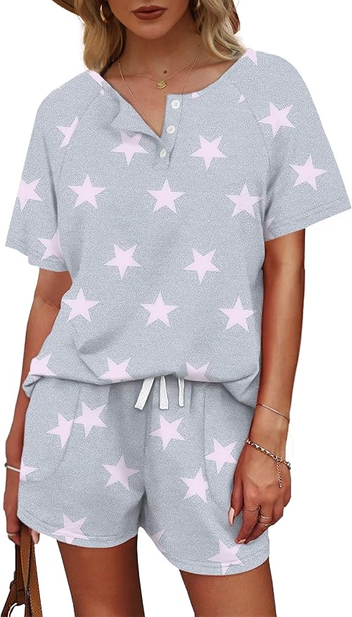 WIHOLL Two Piece Outfits for Women Lounge Sets Button Down Top and Shorts Set Sweatsuits with Pockets - Image 3