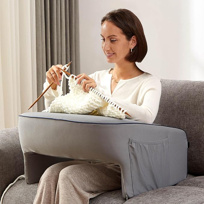 cooloo8 Reading Pillow with Armrests – Extra Large Memory Foam Gaming Pillow for Adult, Lap Desk for Laptop, Arm Rest for Working, Crocheting, Playing Game or Siting in Bed, Floor, Sofa, (Grey) - Image 9