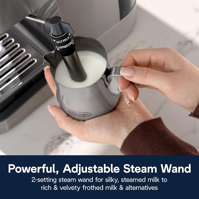 De'Longhi Classic Signature Espresso Machine, Adjustable Milk Frother | #1 Worldwide Espresso Machine Maker, Rapid Heat-Up, Preset Single & Double Espresso, Frother, Pressure Gauge, Compact Design - Image 5