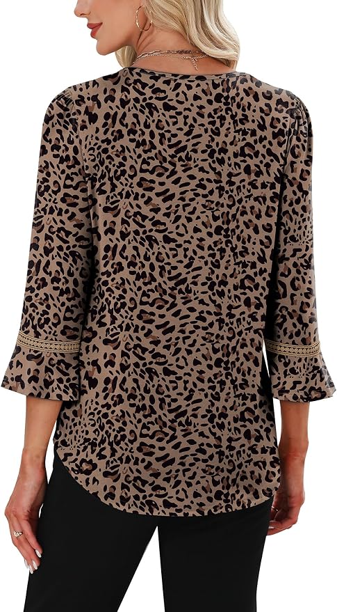 WIHOLL Womens Blouses Dressy Casual 3/4 Length Sleeve Tops Lace Trendy 2026 Spring Summer V Neck Shirts Vacation Outfits - Image 5