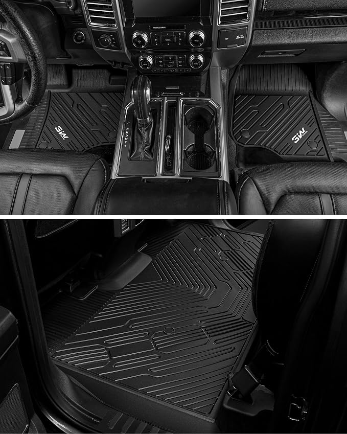 3W Floor Mats Fit for Ford F250 F350 F450 F550 2017-2025 2026 Super Duty Crew Cab Bucket Seat with Under Seat Storage, All Weather TPE Custom Fit F 250 Floor Liner(Not for Vinyl Floor), Upgraded - Image 4