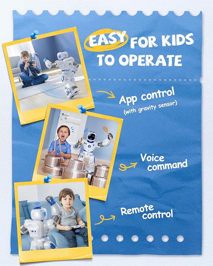 Ruko 1088 Smart Robot Toy for Kids, Large Programmable Interactive Gift | Support Remote Control & App Control & Voice Command, Birthday Gift for Boys & Girls Ages 4 5 6 7 8 9, Blue - Image 5
