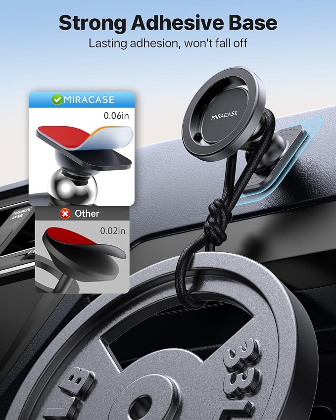 Miracase Latest Upgrade for MagSafe Car Mount [33+LBS Strong Suction & 2200gf Magnetic] Small Phone Holders for Your Car Dashboard, 360° Adjustable Car Phone Holder Mount for iPhone Garmin GPS - Image 4