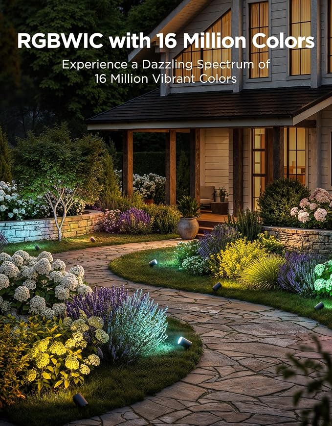 Govee Outdoor Spotlights Lite 4 Pack, IP67 Waterproof Spotlights, APP, WiFi | Landscape Lighting Work with Alexa, Matter and Google Assistant, RGBWIC Color Changing Light for Garden, Yard, Patio - Image 2
