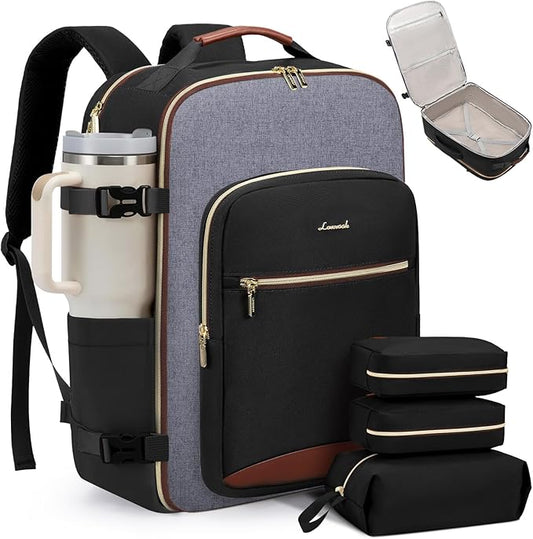 LOVEVOOK 40L Travel Backpack for Women & Men, Airline Approved Carry On Luggage with 3 Packing Cubes, TSA Overnight Bags, Waterproof Personal Item Bag, Weekender Essentials Backpacks fits 17" Laptop by LOVEVOOK
