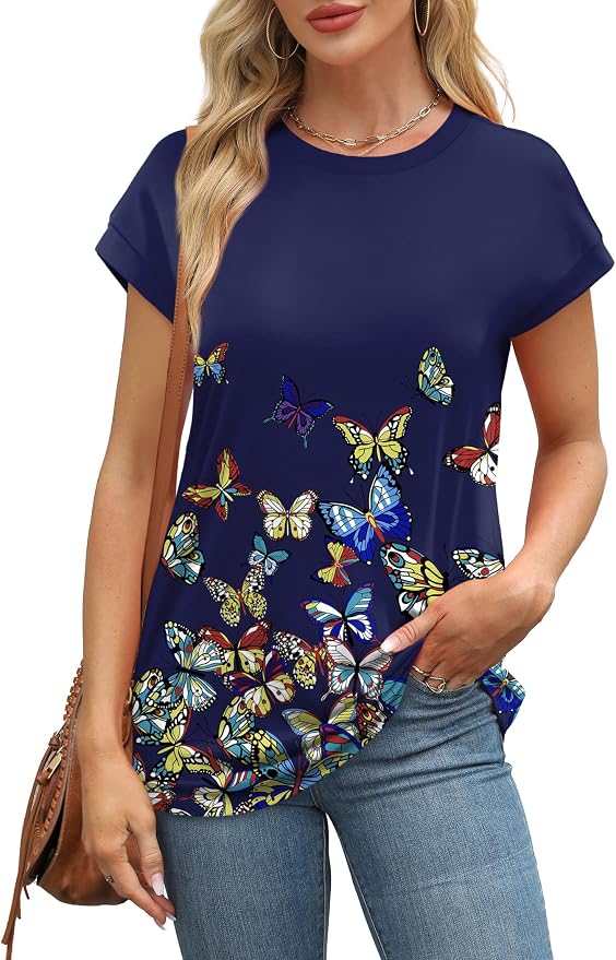 Alaroo Womens Summer Tops Short Sleeve Shirts Crew Neck Tshirt Cute Trendy Tunic Blouses (S-3XL) - Image 2