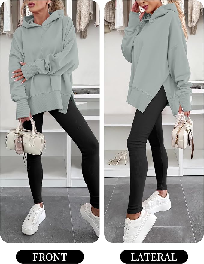 ANRABESS Womens Oversized Hoodies Long Sleeve Fleece Side Slit Hooded Sweatshirts Pullover 2026 Fall Outfits Y2K Clothes - Image 6