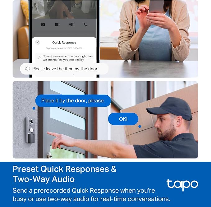 Tapo 2K+ Wired or Battery Powered Smart Video Doorbell with Chime - 180° Field of View, Person/Vehicle/Package Detection, Ring Call, 2-Way Audio, Subscription-Free Local Storage or Optional Cloud,D225 - Image 11