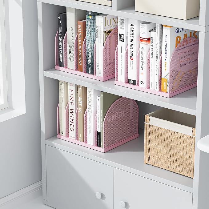 gianotter Desktop File Organizer with 5 Compartments | Desk Organizer Paper Organizer for Desk Workspace Organizers for Office Supplies (Pink, Upright Style) - Image 4