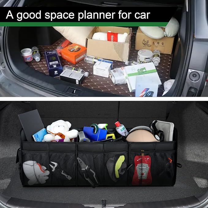 Femuar Large Capacity Trunk Organizer, Waterproof Car Accessory, Non-Slip, Foldable, Suitable for All Vehicles, Black - Image 6