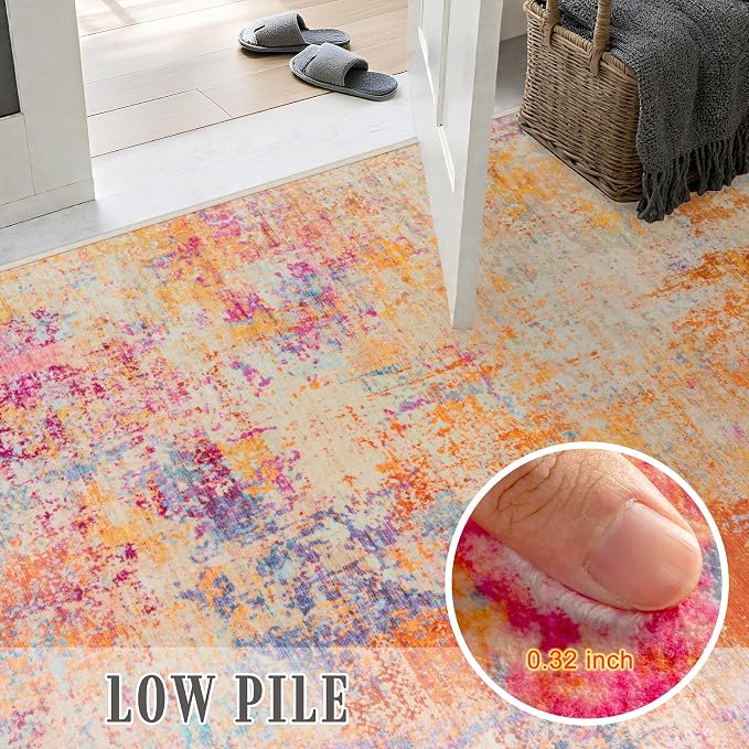4x6 Area Rug Living Room Rug: Washable Modern Abstract Soft Thin Rug Indoor Floor No Slip Carpet for Bedroom Dining Room Farmhouse Nursery Home Office - Galaxy Haze - Image 5
