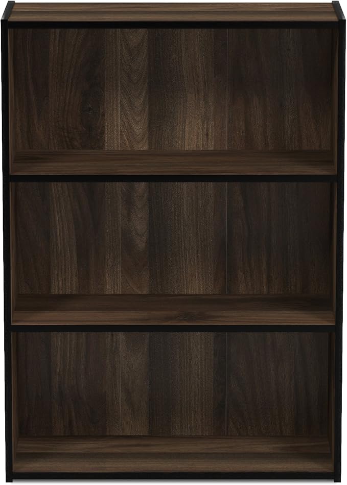 Furinno PASIR Book Shelf, 3-Tier Bookshelf, Storage Shelves Bookcase, 9.7 x 23.7 x 31.5, for Living Room, Bedroom, Home Office, Columbia Walnut - Image 7