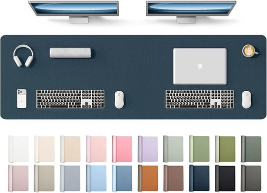 YSAGi Leather Desk Protector, Office Mat, Large Mouse Mat, Non-Slip PU Leather Blotter, Laptop Desk Mat, Waterproof Writing Pad for Office and Home(Dark Blue, 63" x 17.2") by YSAGi