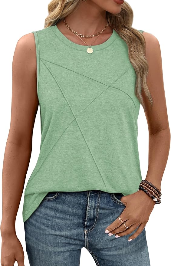 WIHOLL Women's Sleeveless Summer Crewneck Loose Fit Tank Tops - Image 4