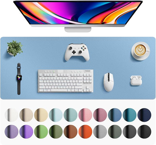 Aothia Faux Leather Desk Mat for Keyboard & Mouse (Sky Blue, 42" x 17") | Large desk mat for keyboard, mouse and laptop, creating a clean, organized workspace for work, study and everyday use by AothiaSimpleNaturalUnique