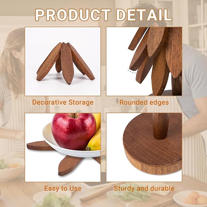 Yuoyar Wooden Tree-Shaped Trivets Set for Coffee Table, Kitchen - Image 6