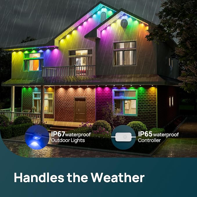Linkind Permanent Outdoor Lights HP5, 100ft Smart AI RGBTW LED Outdoor Lights for Eave, 85 Scenes Modes, IP67 Waterproof, Works with Alexa,Google Assistant - Image 7