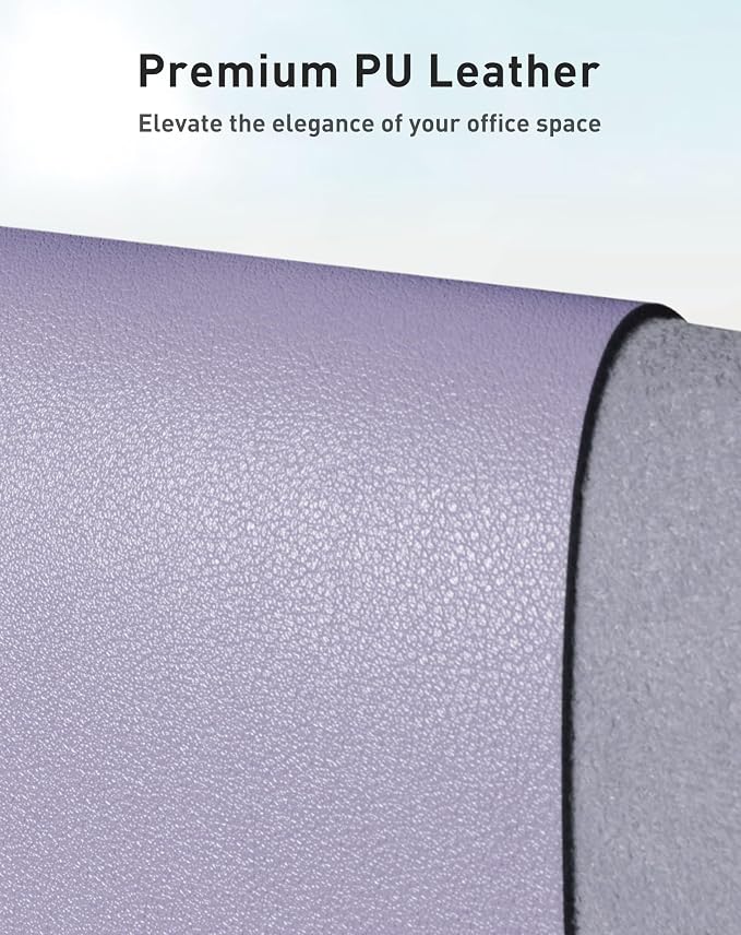 Aothia Faux Leather Desk Mat - Large Mouse Pad, Non-Slip PU Leather Blotter, Waterproof Writing Surface for Office and Home (Lavender, 63" x 24") - Image 2