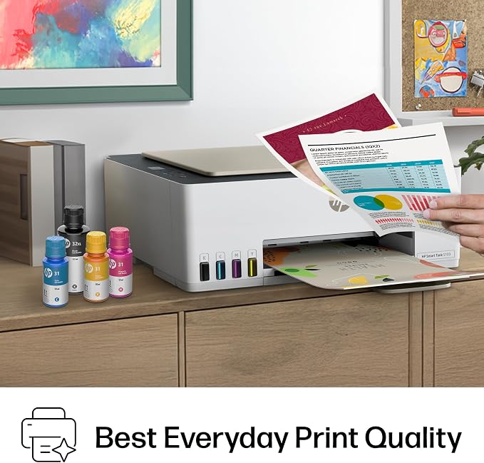 HP Smart Tank 5103 Wireless All-in-One Ink Tank Printer, Scanner,2 Years of Ink, 100 Sheets of Photo Paper Included, Cartridge-Free, Refillable, AI-Enabled (5D1B2A) - Image 4