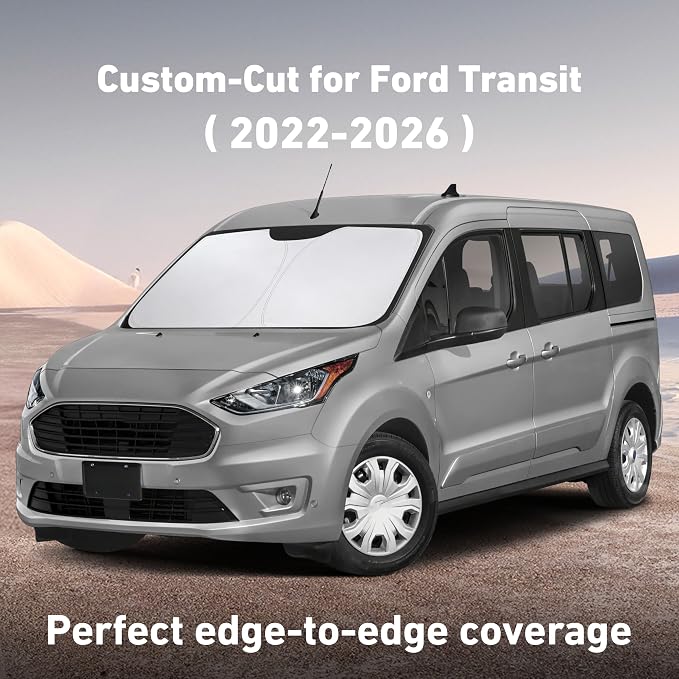 EcoNour Windshield Sunshade Compatible for Ford ETransit 2022-2024 2025 2026, Sun Visor for Front Windshield & Window Sun Shade Cover, UV Heat Blocker & Protector, Car Accessories - Image 2