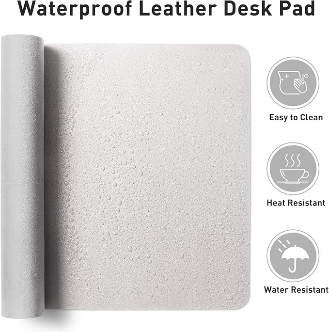 Aothia Large PU Leather Desk Pad Protector – Non-Slip Mouse Pad & Writing Mat for Office/Home, Waterproof, Easy to Clean (36" x 17", Pale Lavender White) - Image 7