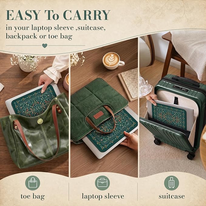 iCasso Aesthetic Small Mouse Pad, 9.5x7.9in,Home Office,Deep Green | Mini Portable Travel Mousepad, Anti-Slip and Comfortable Cloth Mouse Mat with Stitched Edges for Computer, Home - Image 6