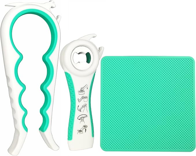 Jar Opener for Weak Hands, 5 in 1 Bottle Opener for Seniors with arthritis | Multifunctional Adjustable Lid Opener with Non-Slip Rubber Gripper Pad – Effortlessly Opens Jars, Bottles & Pop-Top Cans by Otstar