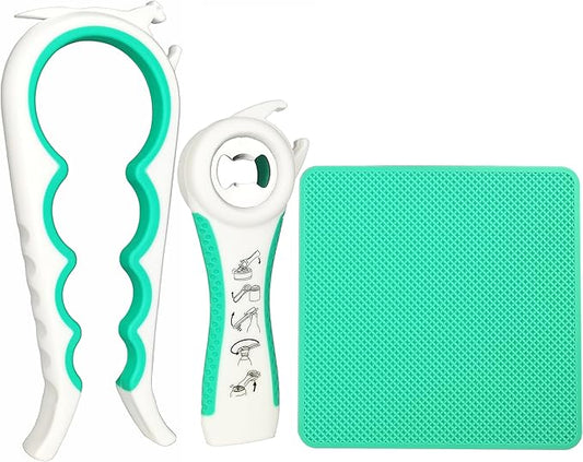 Jar Opener for Weak Hands, 5 in 1 Bottle Opener for Seniors with arthritis | Multifunctional Adjustable Lid Opener with Non-Slip Rubber Gripper Pad – Effortlessly Opens Jars, Bottles & Pop-Top Cans by Otstar