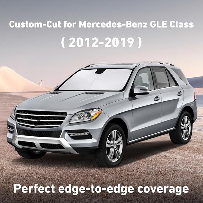 EcoNour Windshield Sunshade Compatible for Mercedes-Benz GLE Class 2012-2017 2018 2019,(Not Fit for GLE Class Coupe) Sun Visor for Front Window Sun Shade Cover, UV Heat Protector, Car Accessories - Image 2