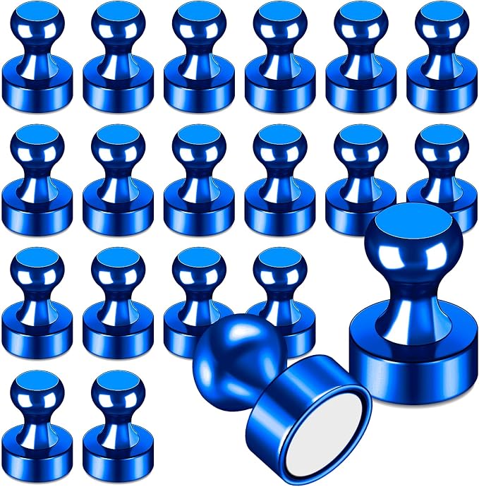 LOVIMAG Fridge Magnets 20Pcs, Magnet for Refrigerator Whiteboard, Blue | Small Strong Neodymium Metal Cute Push Pin for Classroom, Kitchen, Accessories Decorative, Office, Calendar by LOVIMAG