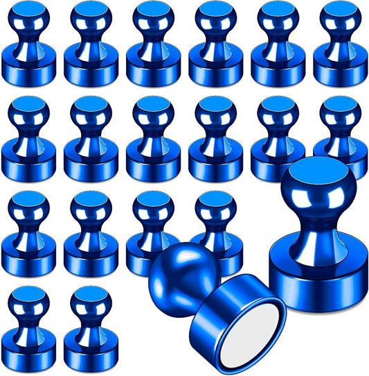 LOVIMAG Fridge Magnets 20Pcs, Magnet for Refrigerator Whiteboard, Blue | Small Strong Neodymium Metal Cute Push Pin for Classroom, Kitchen, Accessories Decorative, Office, Calendar by LOVIMAG