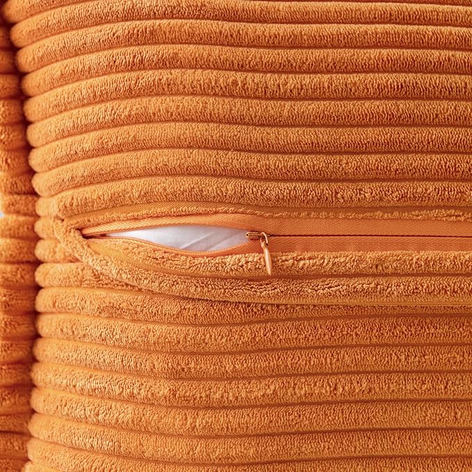 MIULEE Fall Burnt Orange Decorative Lumbar Throw Pillow Covers for Couch Bed Livingroom 12x20 Inch Set of 2 Boho Accent Throw Pllows Broadside Striped Patchwork Soft Corduroy Pillowcases - Image 3