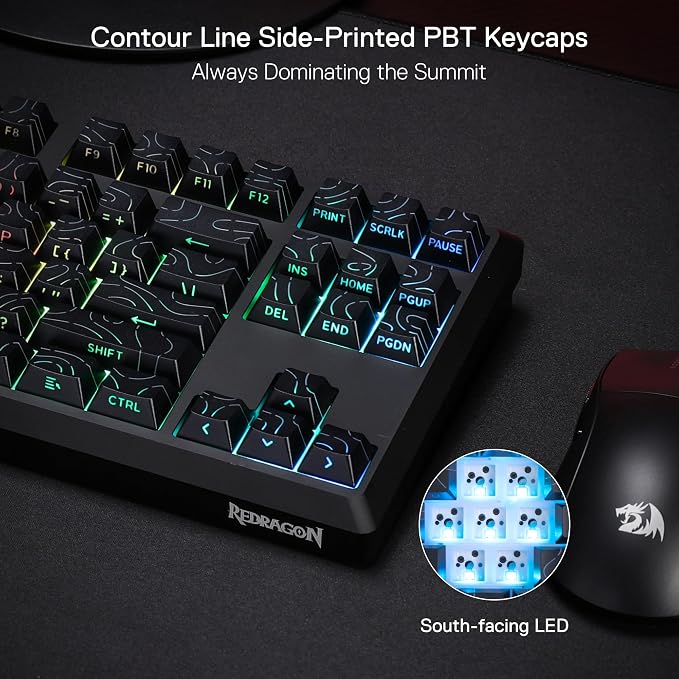 Redragon K737 PRO Wireless 87 Keys Gasket Gaming Keyboard, 80% Premium CNC Aluminum Mechanical Keyboard, Hot-Swap South-Facing LED Socket, 5-Layer Noise Dampening, Side-Printed PBT Contour Line Keycap - Image 4
